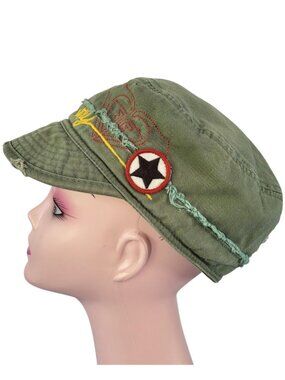 ROXY Army Green Military Style Cadet Cap 100% Cotton Hat - Women's M-L